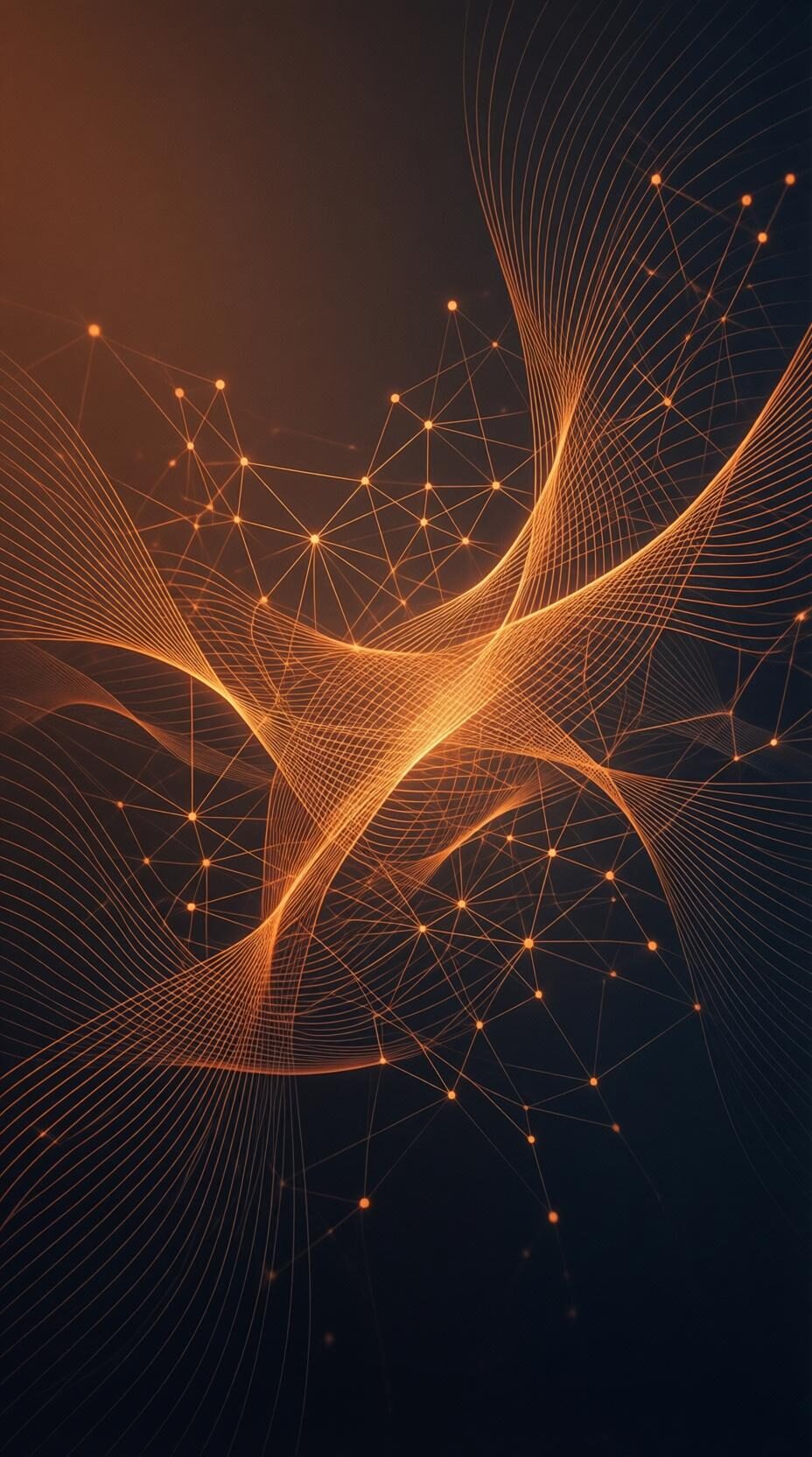 Amber neural network mesh — Digital Dexterity brand visual